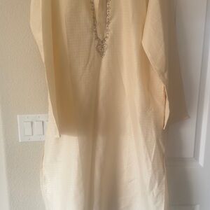 Elegant Cream Tunic/Kurtha  with Silver Embellishment